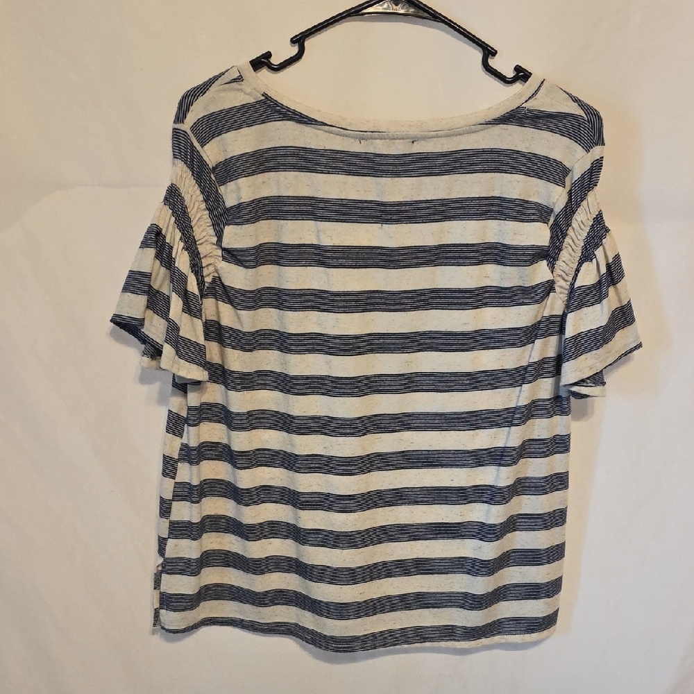 Fred David Navy and White Striped Short Sleeve Top - Picture 4 of 4